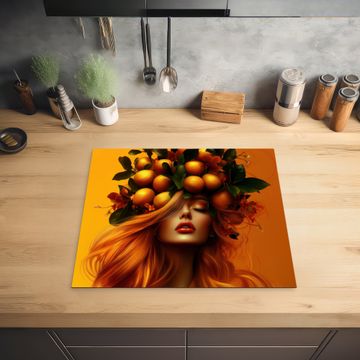 Protection plaque induction - Femme - Citrons - Fleur - Jaune