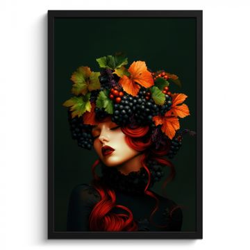 Cadre Photo - Femme - Rouge - Vert - Raisins