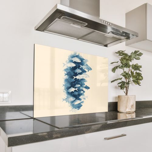 Fond de hotte - Poissons - Minimaliste - Bleu