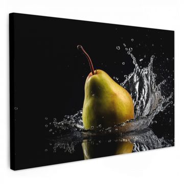 Tableau sur toile - Poire - Fruit - Eau - Noir