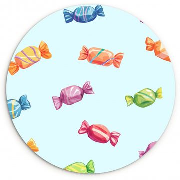 Tableau rond - Bleu - Motif - Bonbons