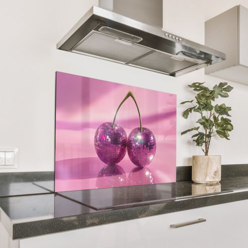 Fond de hotte - Paillettes - Boule disco - Rose - Cerise