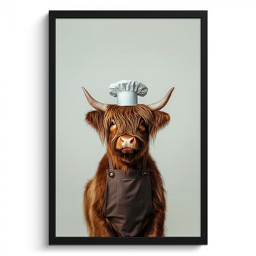 Cadre Photo - Highlander écossais - Marron - Cornes - Vêtements de cuisinier