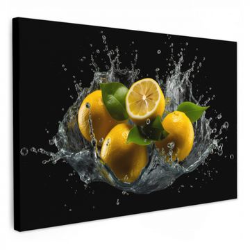 Tableau sur toile - Citron - Fruit - Jaune - Noir