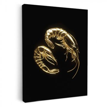 Tableau sur toile - Crevettes - Noir - Or - Animaux