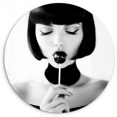 Tableau rond - Femme - Lolly - Noir - Blanc