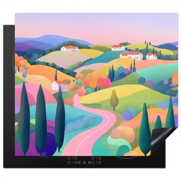 Paysage - Violet - Pastel - Maisons