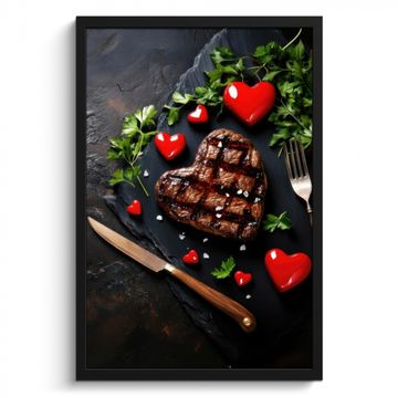 Cadre Photo - Steak - Coeur - Couverts