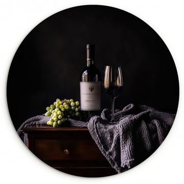 Tableau rond - Raisins - Vin - Rouge - Table