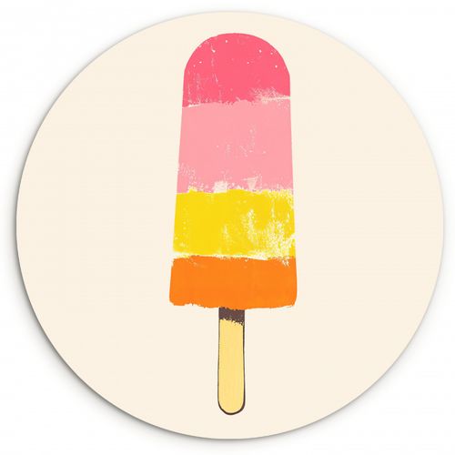 Tableau rond - Glace à l'eau - Rétro - Bâton - Rose
