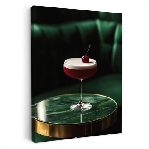 Tableau sur toile - Cerise - Cocktail - Rouge - Marbre