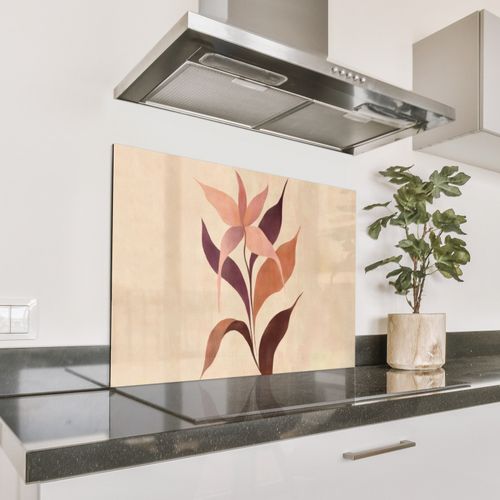 Fond de hotte - Minimaliste - Fleur - Feuilles - Beige