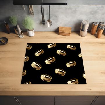 Protection plaque induction - Macarons - Motif - Or - Noir
