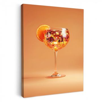 Tableau sur toile - Boisson - Orange - Paillettes - Disco