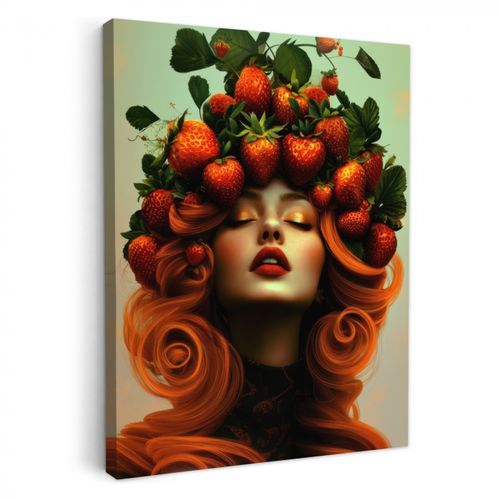 Tableau sur toile - Femme - Fraises - Couronne