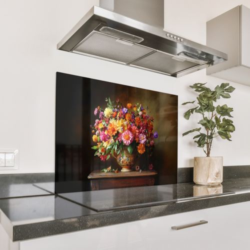 Fond de hotte - Couleurs - Bouquet - Vase - Bois