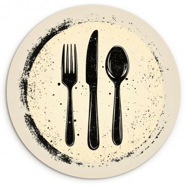 Tableau rond - Noir - Couverts - Rond