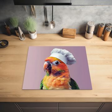 Protection plaque induction - Perroquet - Toque - Curieux - Oiseau