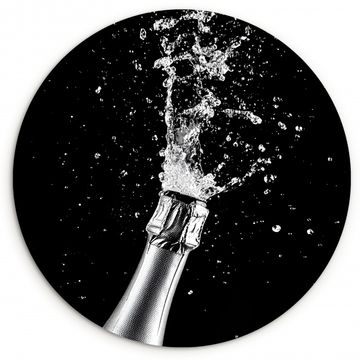 Tableau rond - Champagne - Noir - Éclaboussures - Éclatement
