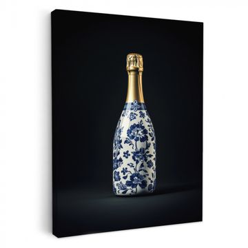 Tableau sur toile - Champagne - Fleurs - Or - Chic
