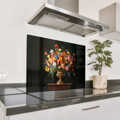 Fond de hotte - Or - Fleurs - Couleurs - Vase