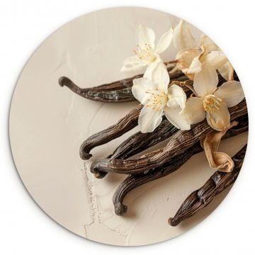 Tableau rond - Vanille - Floral - Beige