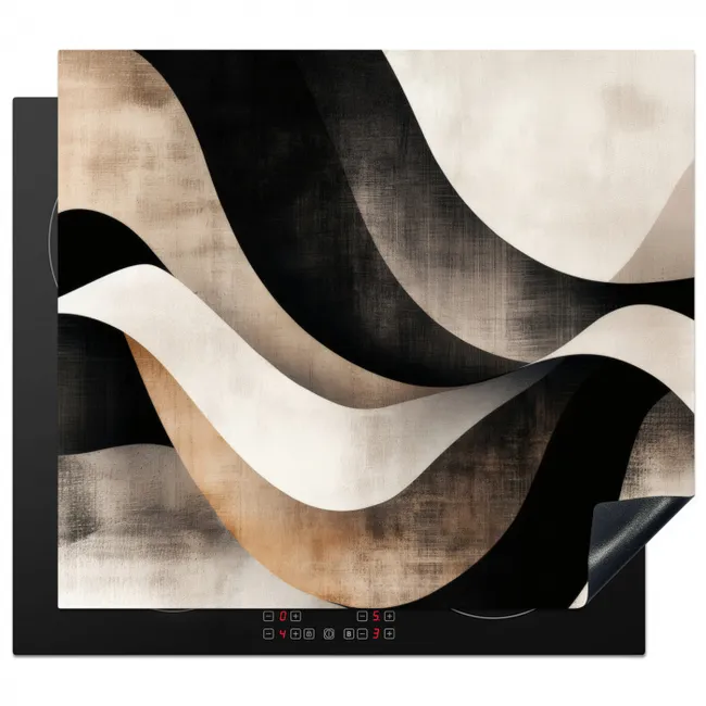 Vinyle de protection contre l'induction 3mm - Abstrait - Vagues - Noir - Usé