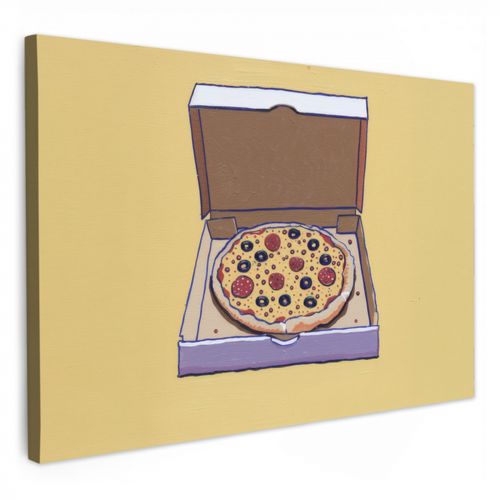 Tableau sur toile - Pizza - Boîte - Salami - Illustration