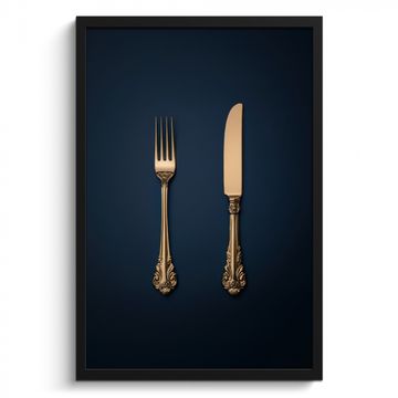 Cadre Photo - Couverts - Bleu foncé - Or