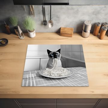 Protection plaque induction - Chat - Siamois - Noir et blanc - Mignon - Animaux
