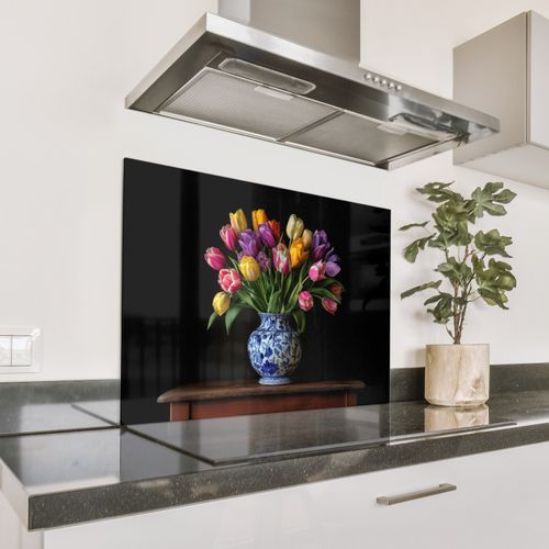 Fond de hotte - Tulipes - Couleurs - Vase