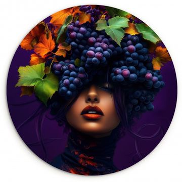 Tableau rond - Femme - Pourpre - Raisins