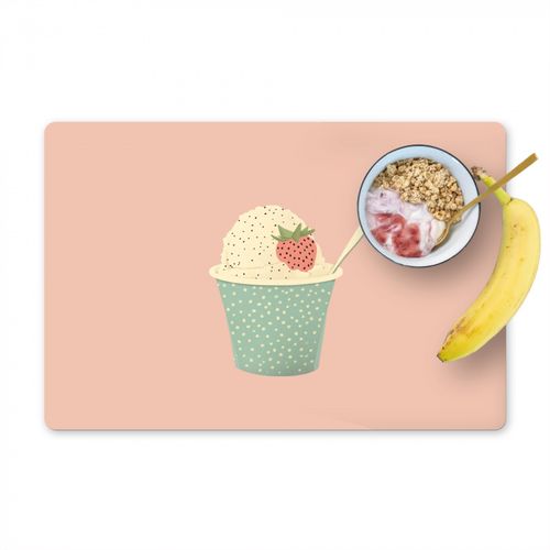 Sets de table - Plateau - Glace - Fraise - Rose