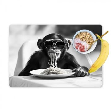 Sets de table - Singe - Spaghetti - Lunettes de soleil - Noir et blanc - Cool - Animal