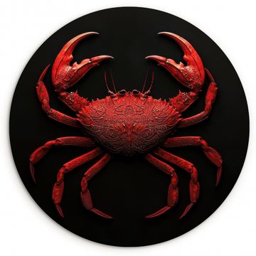 Tableau rond - Crabe - Rouge - Poissons - Crustacés