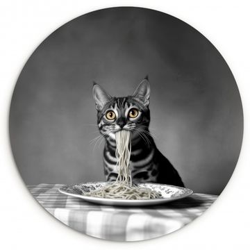 Tableau rond - Bengal - Chat - Nappe - Noir - Blanc - Animal