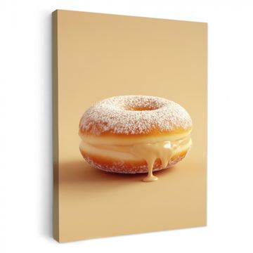Tableau sur toile - Donut - Crémeux - Sucre en poudre - Beige