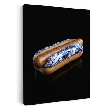 Tableau sur toile - Hot dog - Porcelaine - Bleu de Delft - Aliments