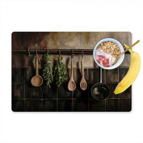 Sets de table - Ustensiles de cuisine - Rustique - Carreaux - Épices