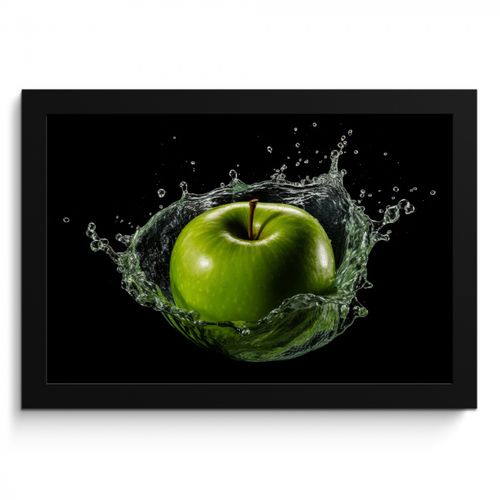 Cadre Photo - Pomme - Vert - Fruit - Eau - Noir