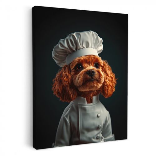 Tableau sur toile - Brun - Cuisinier - Chien