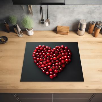 Protection plaque induction - Cerise - Coeur - Rouge - Noir