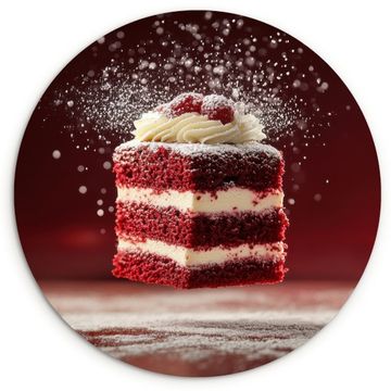 Tableau rond - Velours rouge - Gâteau - Aliments