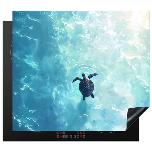 Protection plaque induction - Tortue - Mer - Bleu - Pailleté
