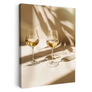 Tableau sur toile - Vin - Verres à vin - Blanc