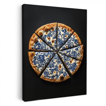 Tableau sur toile - Pizza - Alimentation - Bleu de Delft