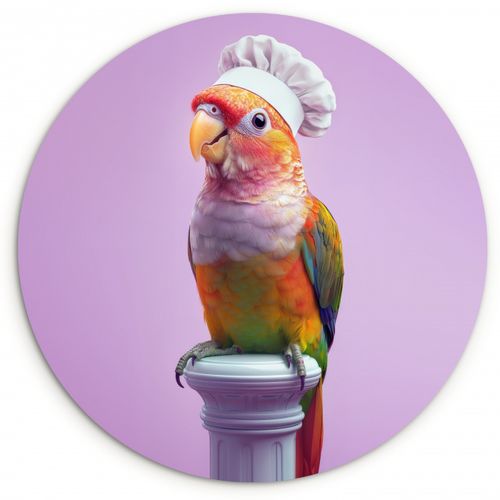 Tableau rond - Perroquet - Chapeau de cuisinier - Pilier - Oiseau