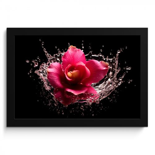 Cadre Photo - Fleurs - Rose - Eau - Noir - Botanique - Nature