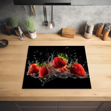 Protection plaque induction - Fraises - Fruits - Rouge - Eau - Noir