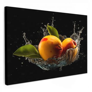 Tableau sur toile - Mangue - Fruit - Eau - Noir - Feuille